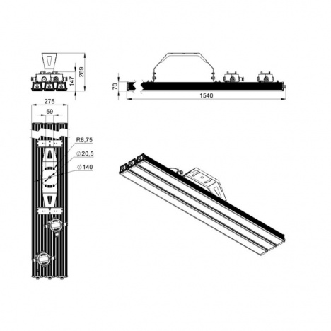 Светодиодный светильник Т-Линия v2.0 Ex 3 модуля 1540 мм